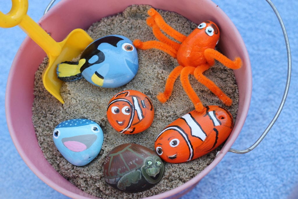 Painted Finding Dory rocks with Nemo