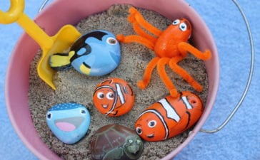 Painted Finding Dory rocks with Nemo