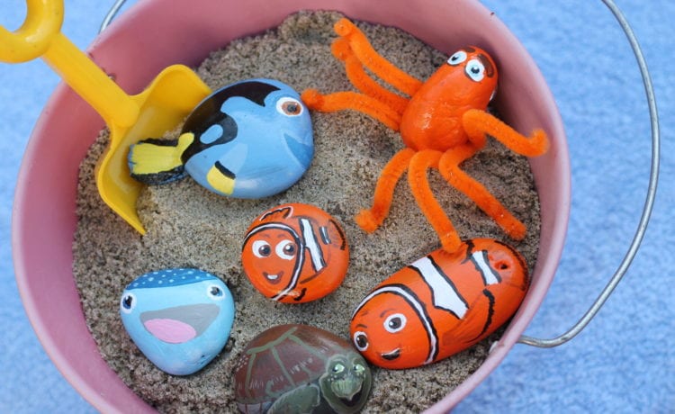 Painted Finding Dory rocks with Nemo