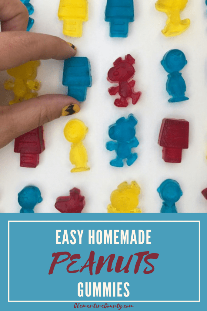 Have fun making your own Easy Homemade Peanuts Gummies! The 3-ingredient recipe is a simple gummy bear recipe that is shaped like the Peanuts characters. Kids love to help make them and eat them too! 