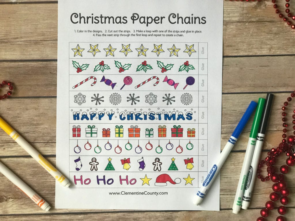 Free Printable Christmas Christmas Paper Chain Template