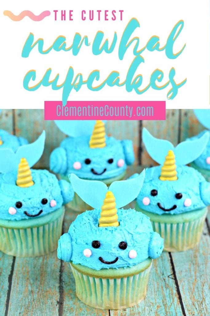 The cutest Narwhal Cupcakes you'll ever SEA!  Make these easy DIY Narwhal Cupcakes for a birthday or to make any day extra special. 
