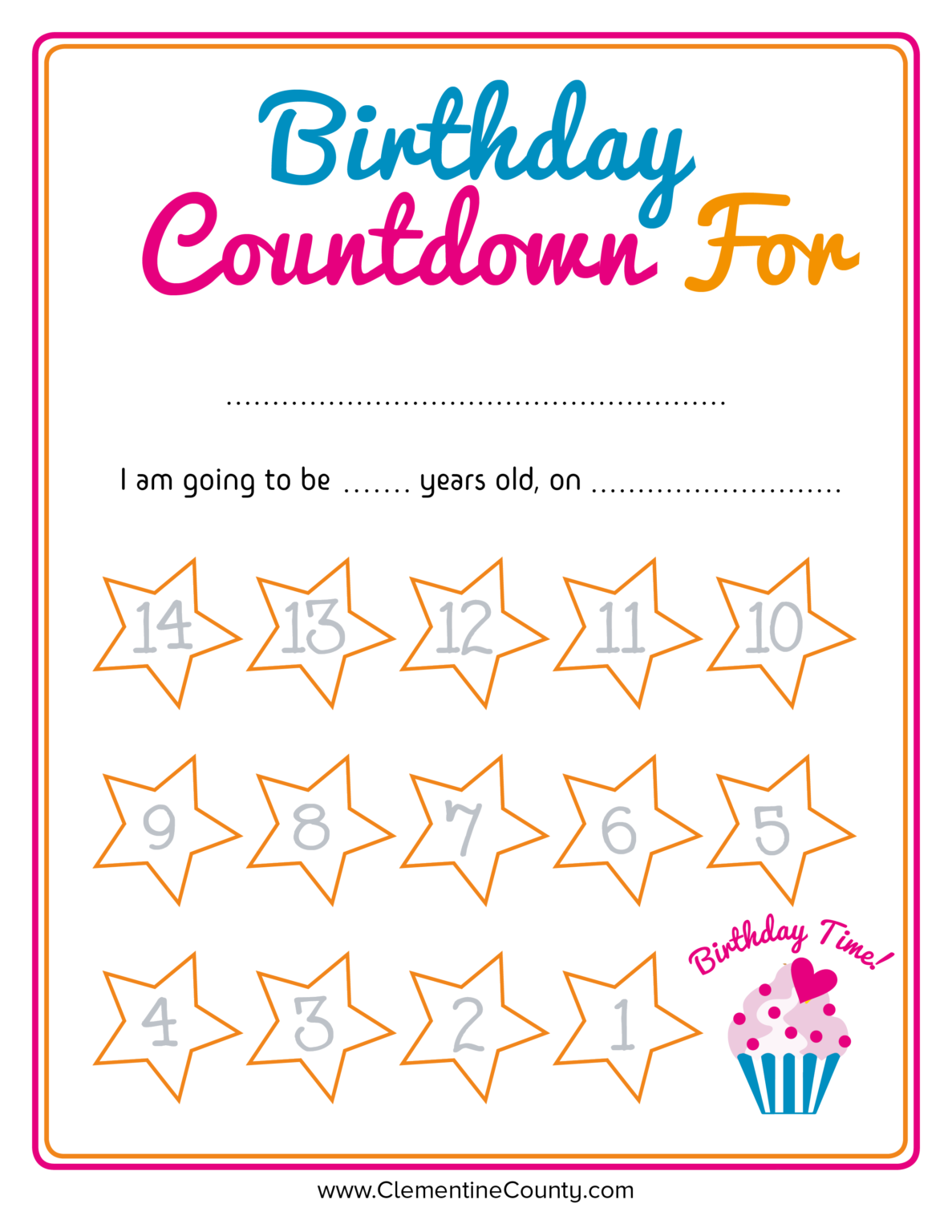 Birthday Countdown Free Printables