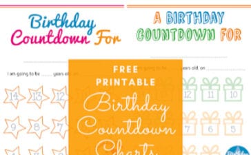 Build birthday excitement with Free Printable Birthday Countdown Charts.
