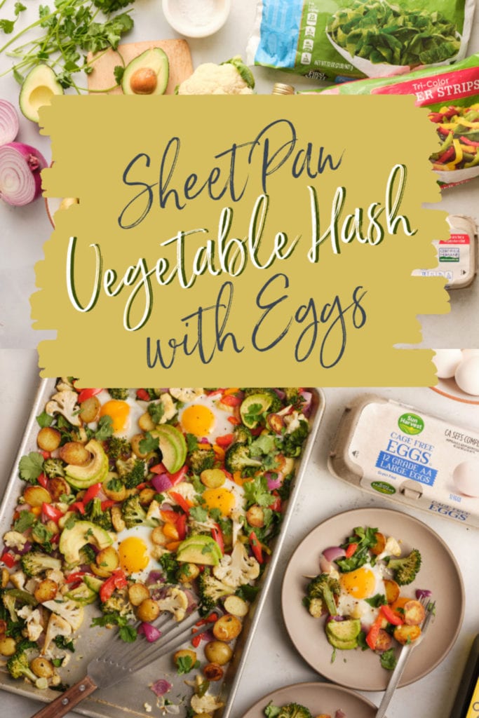 Make an easy Sheet Pan Vegetable Hash with Eggs with food from your freezer! 