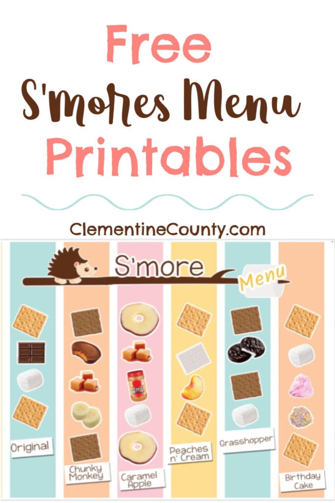 S Mores Menu Printables Clementine County