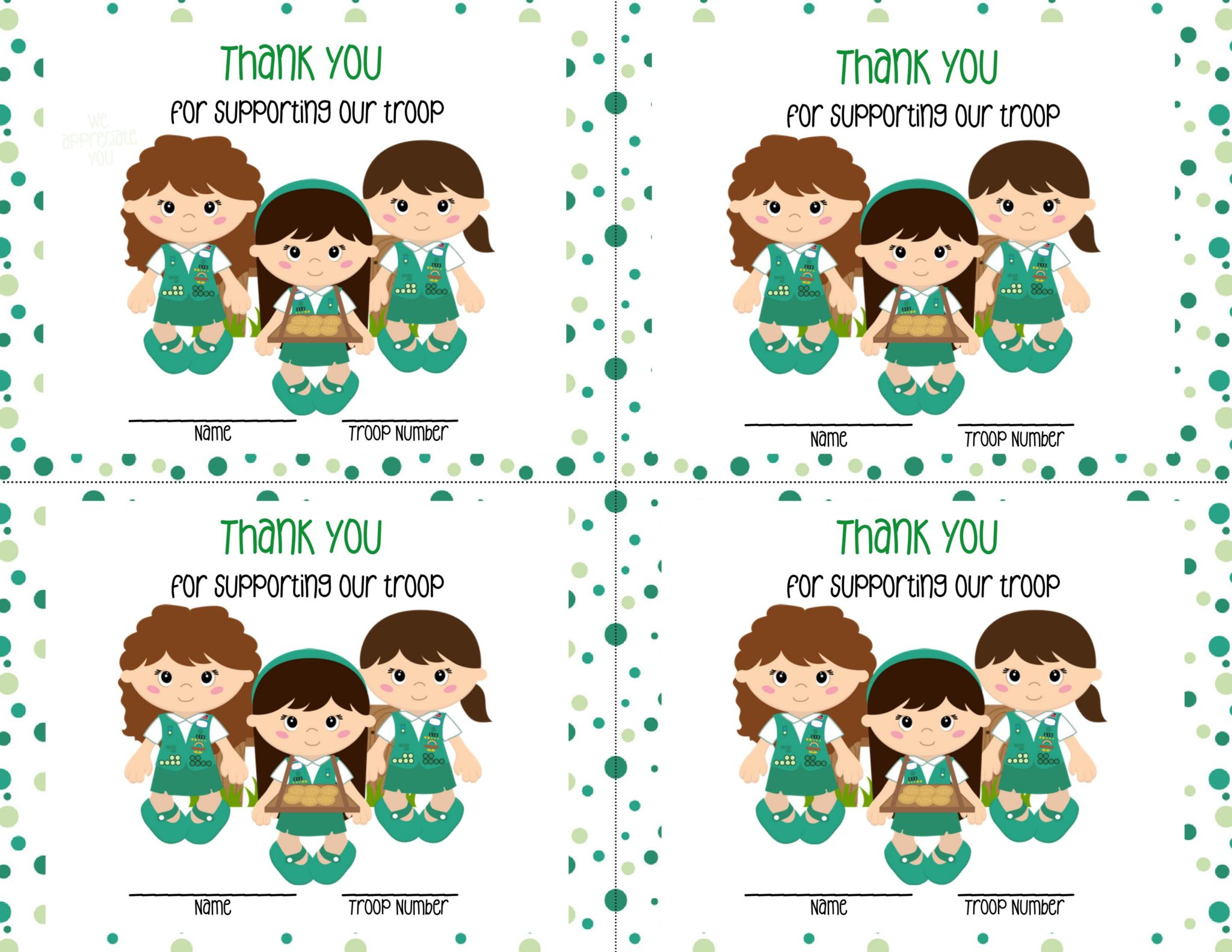 Girl Scout Thank You Cards Free Printable