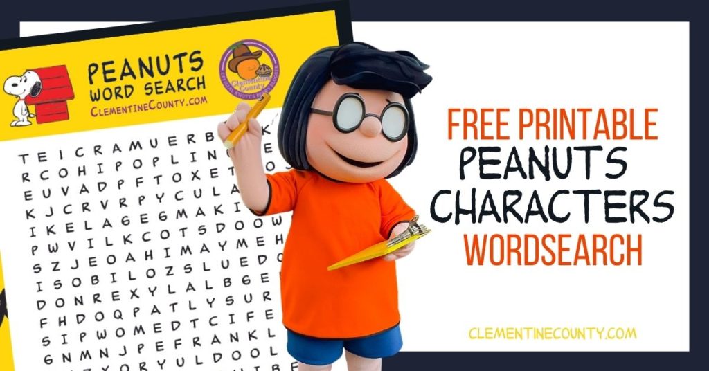 Peanuts Characters Word Search 1200×628 Clementine County