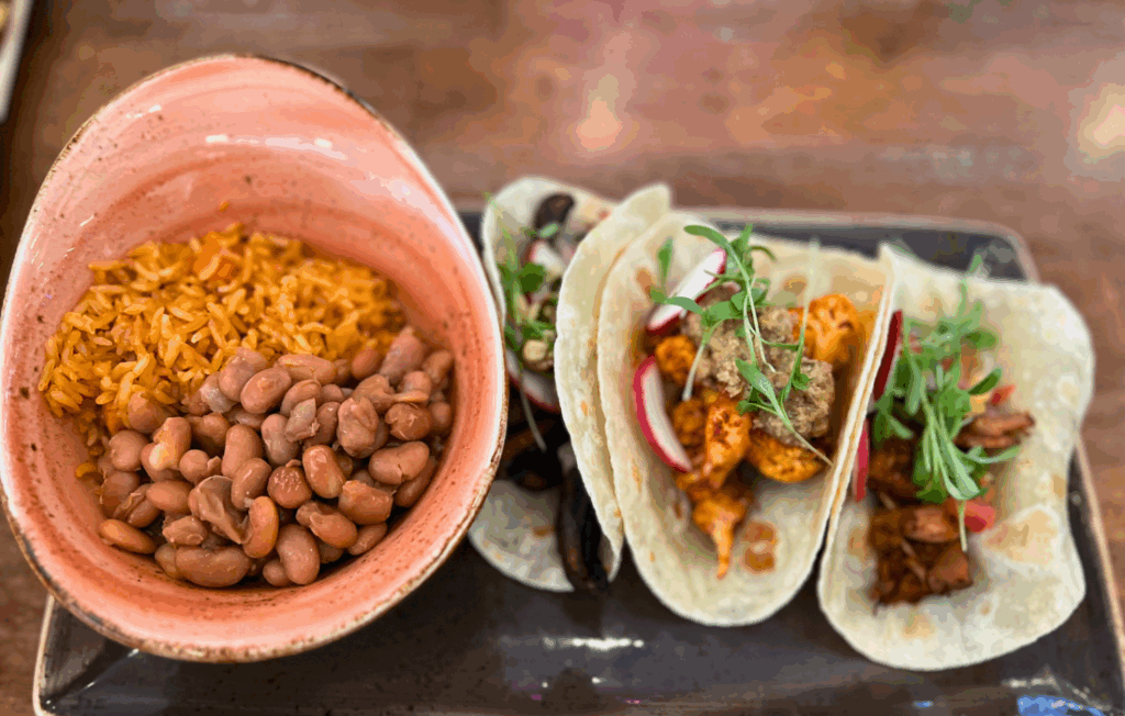 Vegetarian taco trio Calaca Mamas Cantina Anaheim